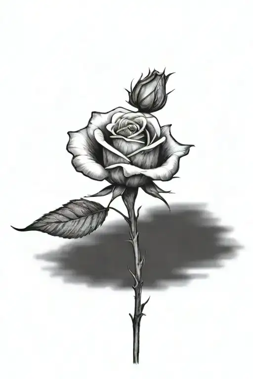 One rose growing with a long stem tattoo design idea