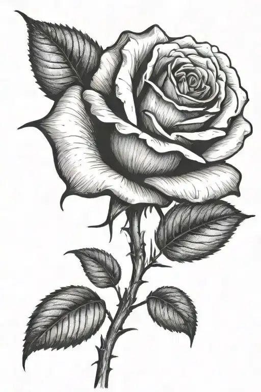 One small rose growing with a long stem tattoo design idea