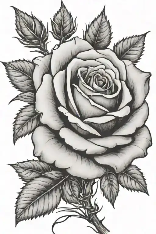 Rose with long stem growing   tattoo design idea