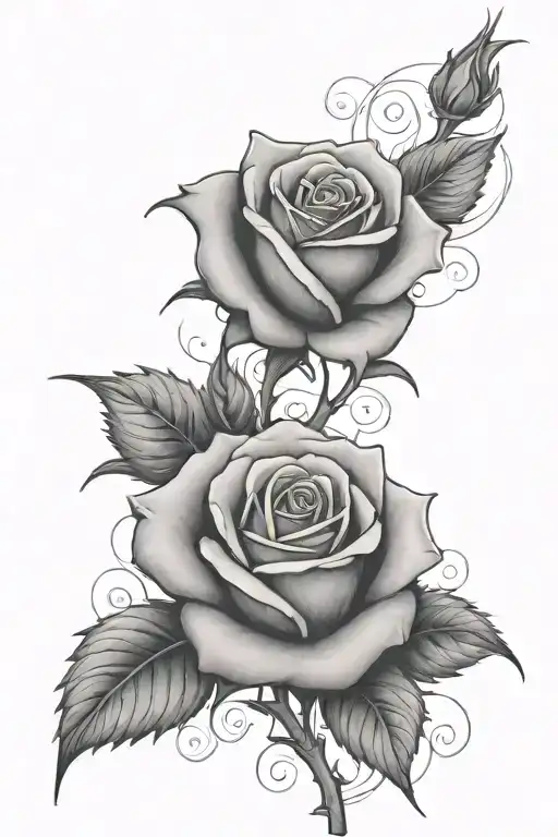 Rose with long stem growing tattoo design idea