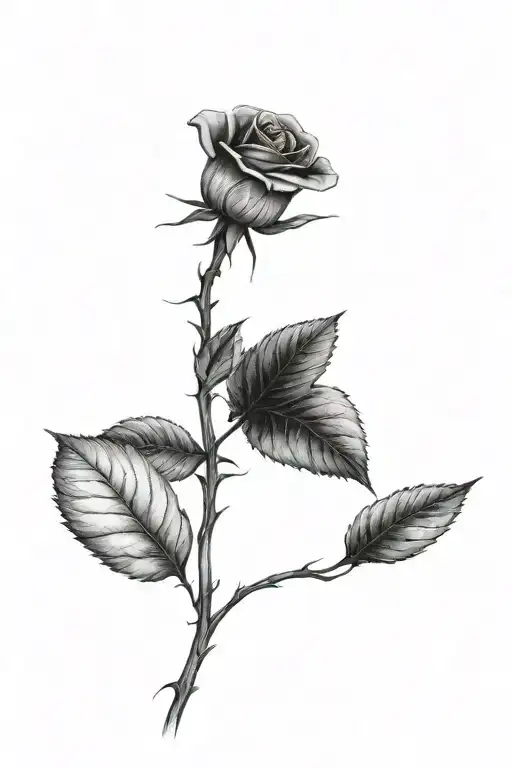 One rose growing with a long stem tattoo design idea