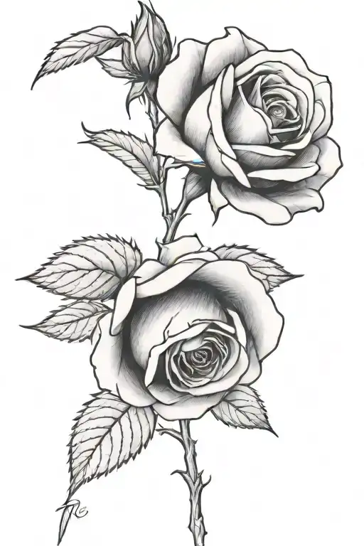 One rose growing with a long stem tattoo design idea