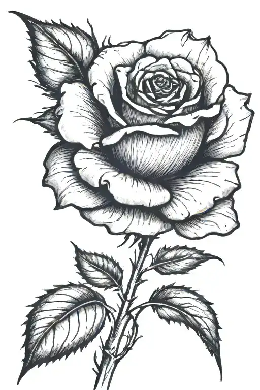 One small rose growing with a long stem tattoo design idea