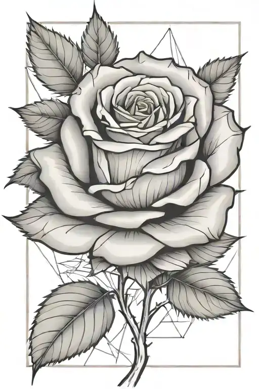Rose with long stem growing   tattoo design idea
