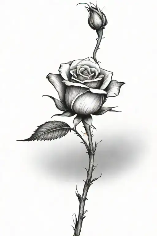 One rose growing with a long stem tattoo design idea
