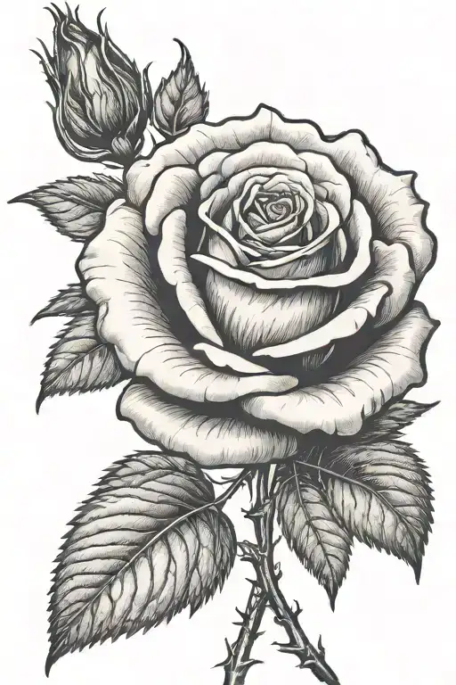 Rose with long stem growing   tattoo design idea
