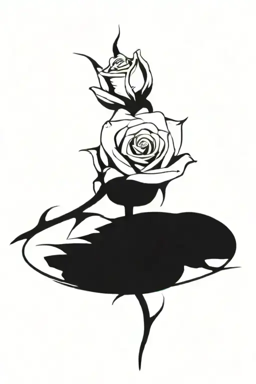 One rose growing with a long stem tattoo design idea