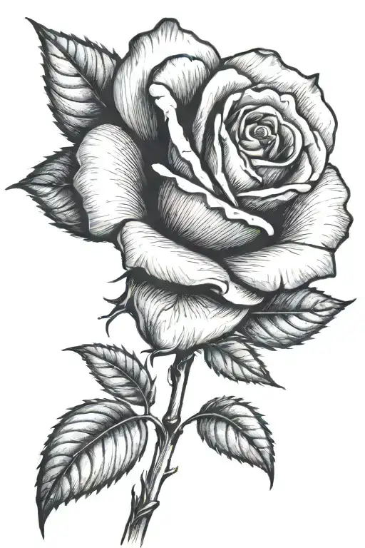 One small rose growing with a long stem tattoo design idea
