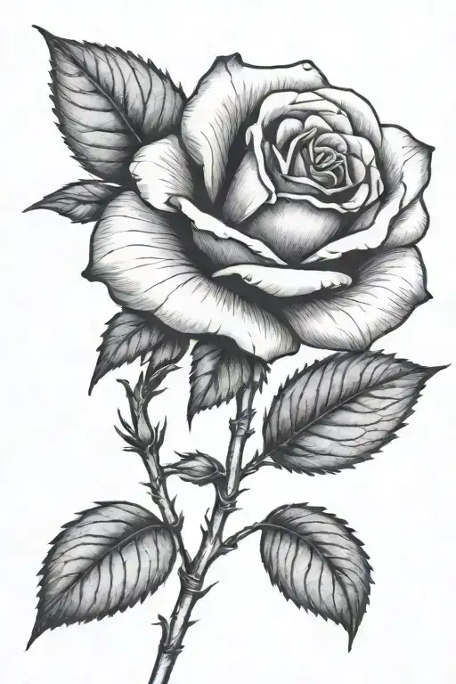 One small rose growing with a long stem tattoo design idea