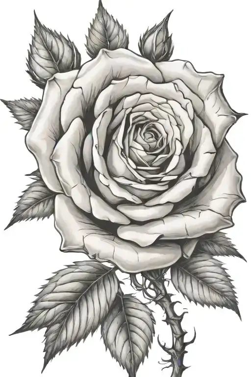 Rose with long stem growing   tattoo design idea
