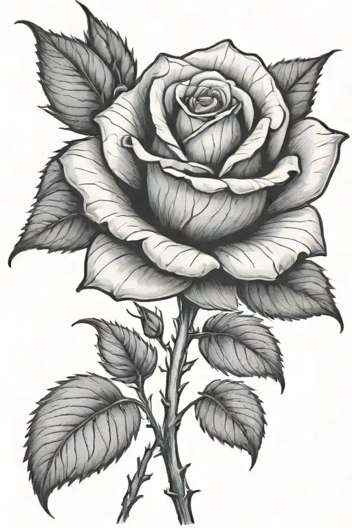 One rose growing with a long stem tattoo design idea