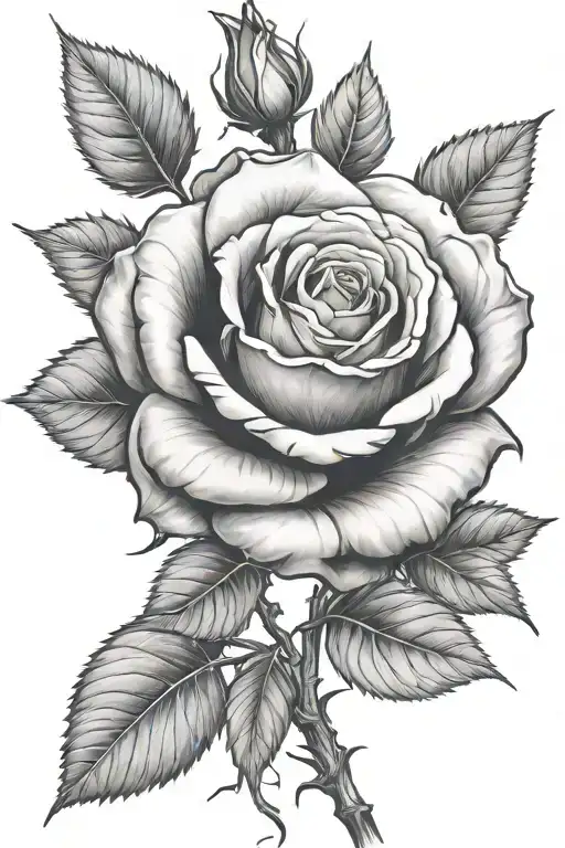 Rose with long stem growing   tattoo design idea
