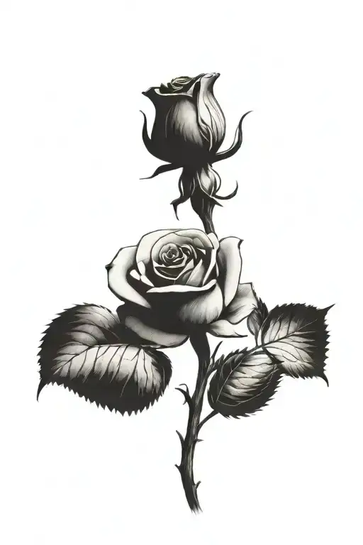 One rose growing with a long stem tattoo design idea