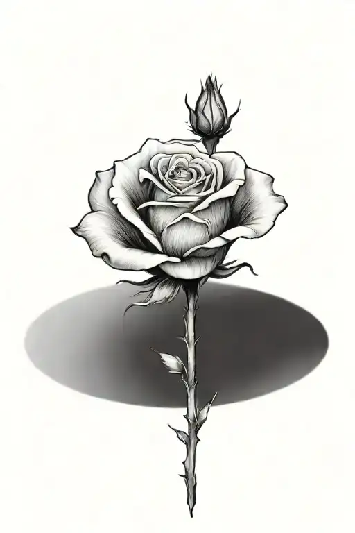 One rose growing with a long stem tattoo design idea