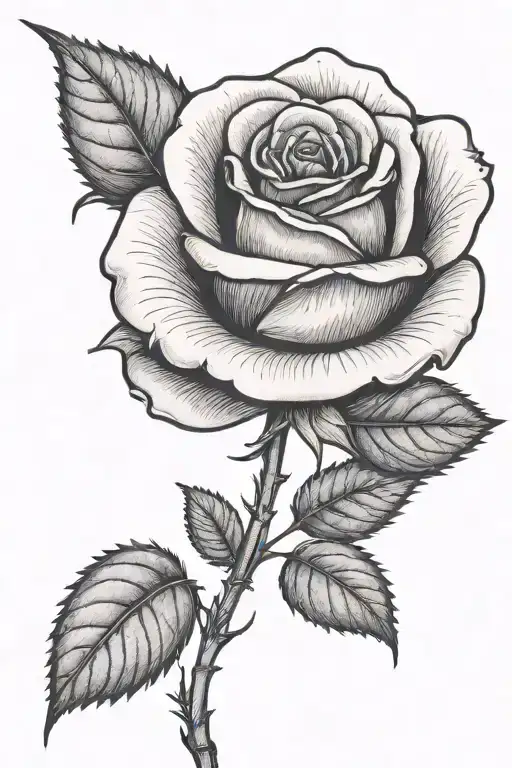 One small rose growing with a long stem tattoo design idea