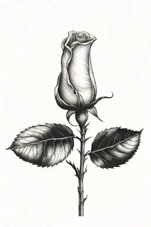 One rose growing with a long stem tattoo design idea