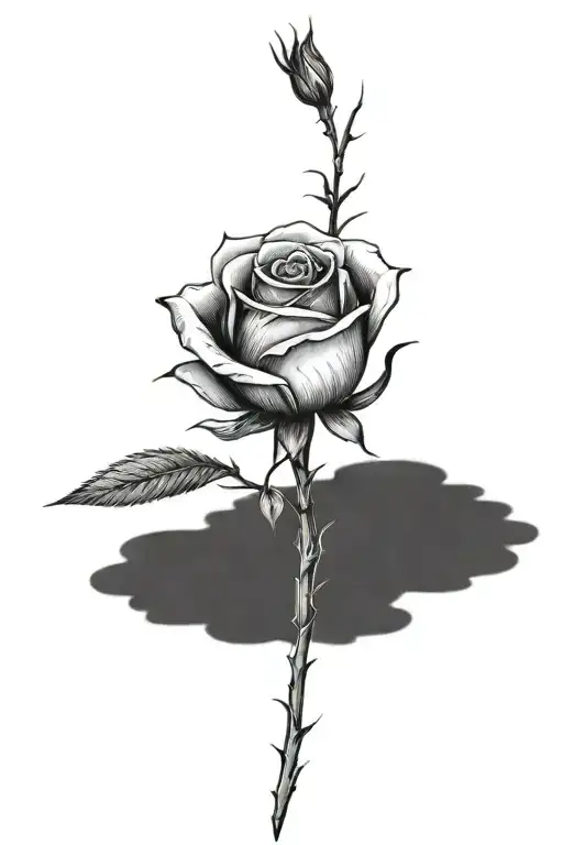 One rose growing with a long stem tattoo design idea