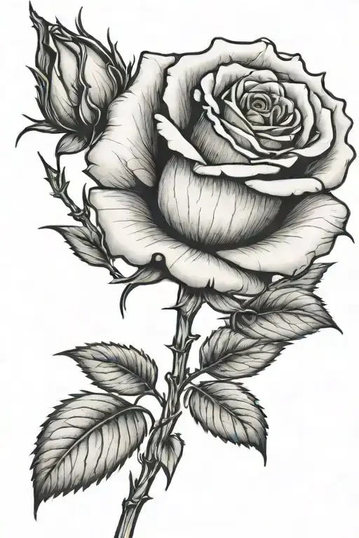 One small rose growing with a long stem tattoo design idea