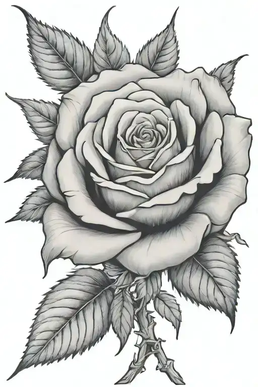 Rose with long stem growing   tattoo design idea