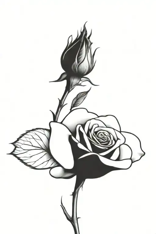 One rose growing with one long stem tattoo design idea