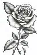 One small rose growing with a long stem tattoo design idea