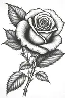 One small rose growing with a long stem tattoo design idea