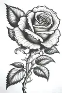 One small rose growing with a long stem tattoo design idea