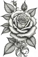 Rose with long stem growing   tattoo design idea