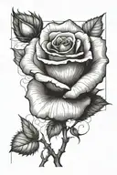 One rose growing with a long stem tattoo design idea
