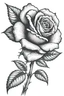 One small rose growing with a long stem tattoo design idea