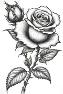 One small rose growing with a long stem tattoo design idea
