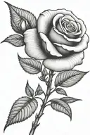 One small rose growing with a long stem tattoo design idea