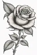 One small rose growing with a long stem tattoo design idea