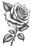 One small rose growing with a long stem tattoo design idea
