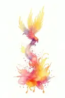 phoenix with watercolor blots  tattoo design idea