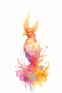 phoenix with watercolor blots  tattoo design idea