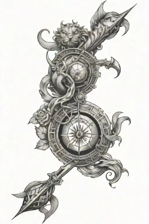 combination of cancer, pisces, leo and libra zodiac sign tattoo design idea