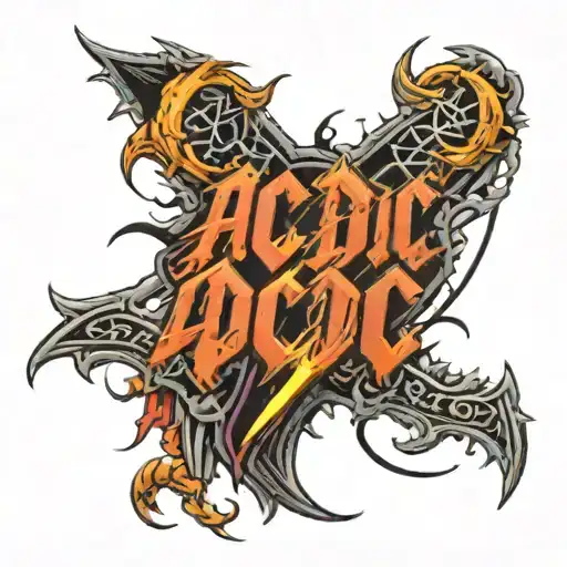 ac/dc font with lightning tattoo design idea