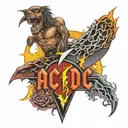ac/dc font with lightning tattoo design idea