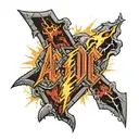 ac/dc font with lightning tattoo design idea