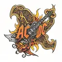 ac/dc font with lightning tattoo design idea