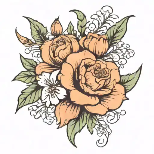 birth flower for June and October tattoo design idea