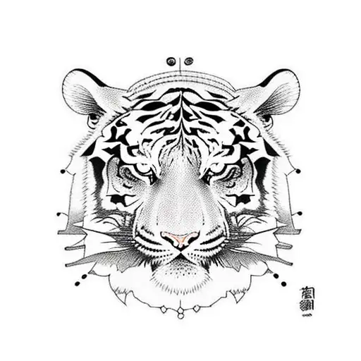 tiger with six eyes tattoo design idea