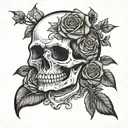 skull and rose flash sheet tattoo design idea