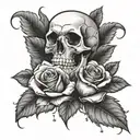 skull and rose flash sheet tattoo design idea