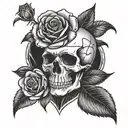 skull and rose flash sheet tattoo design idea