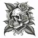 skull and rose flash sheet tattoo design idea