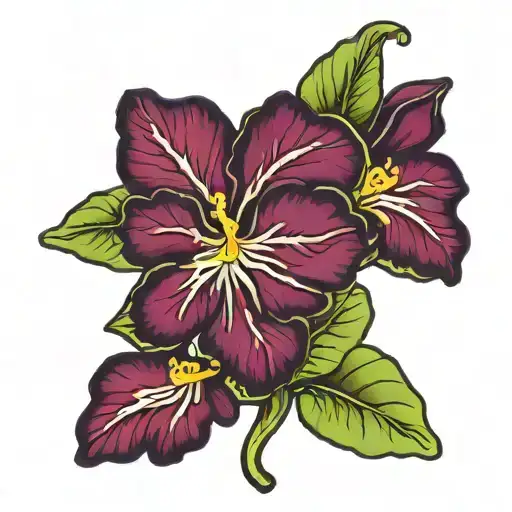 African violet flower growing tattoo design idea