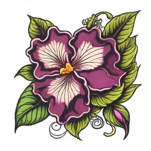 African violet flower tattoo design idea