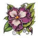 African violet flower tattoo design idea